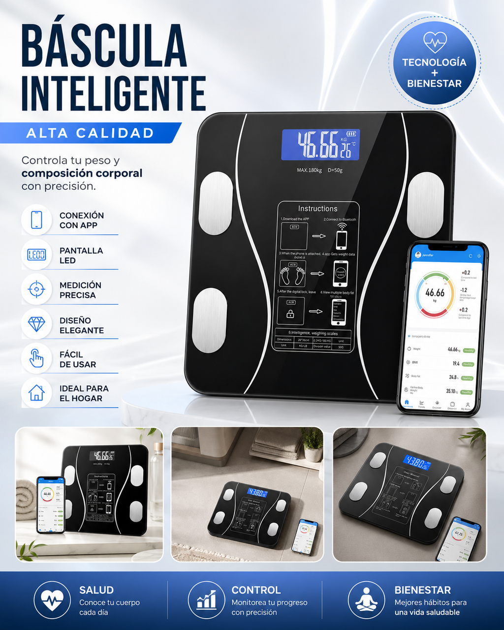 BALANZA DIGITAL INTELIGENTE BLUETOOTH