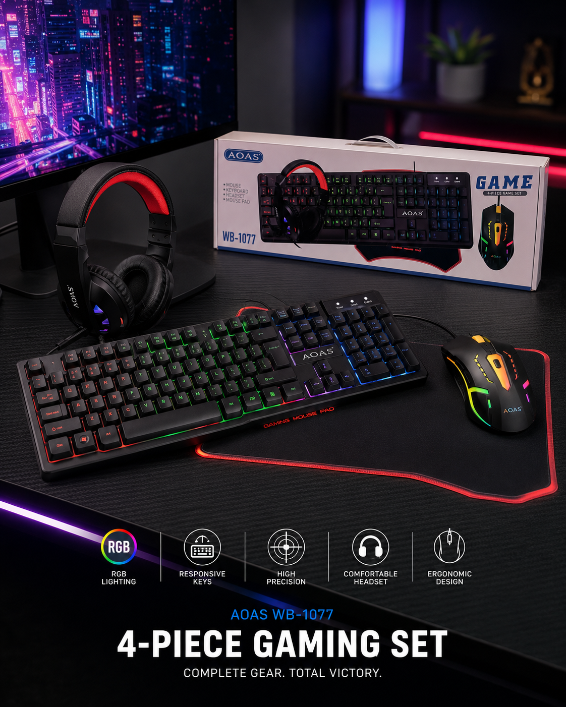 KIT GAMER 4 EN 1 AOAS WB-1077