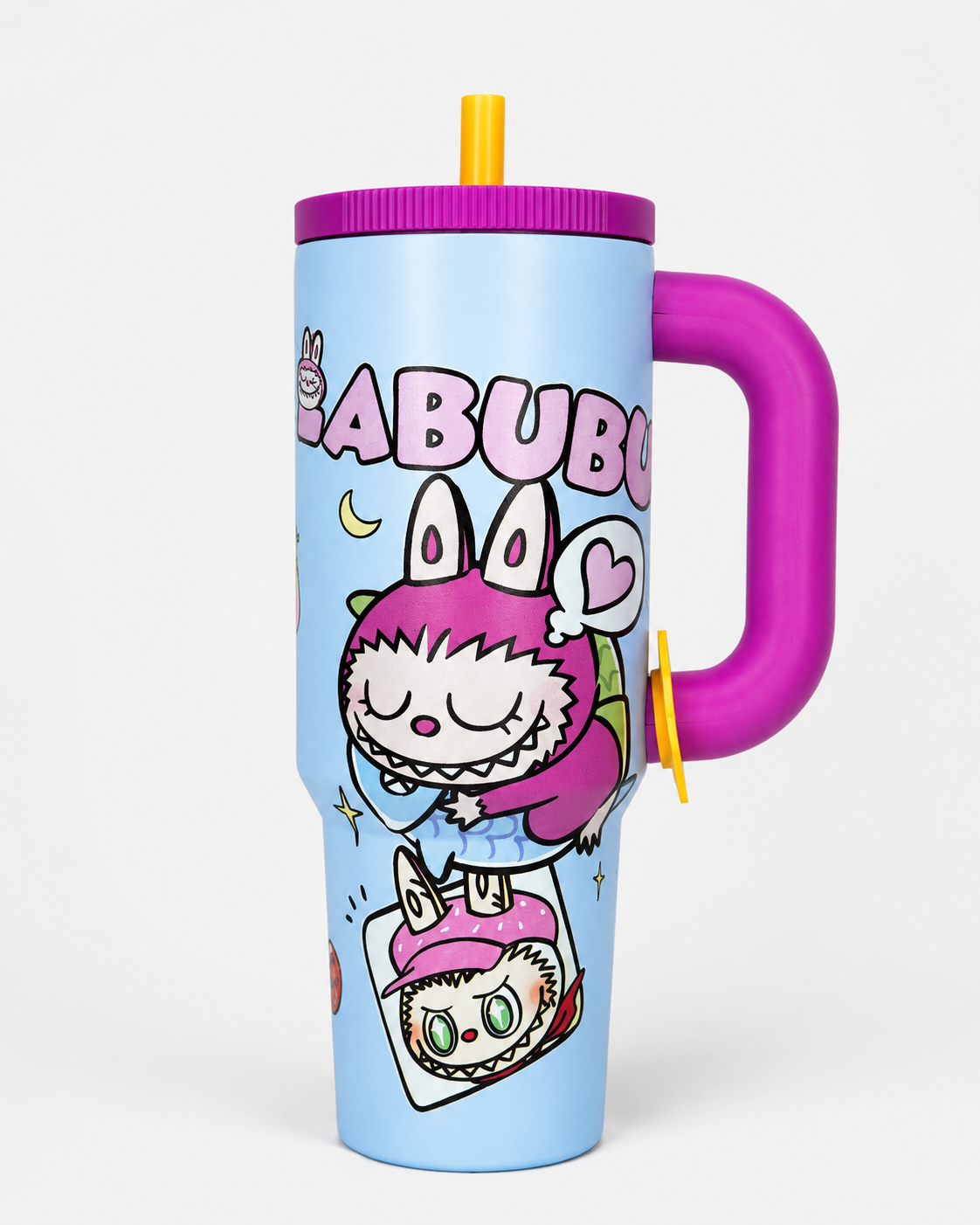 VASO TÉRMICO LABUBU CON ASA Y SORBETE – DISEÑOS COLORIDOS
