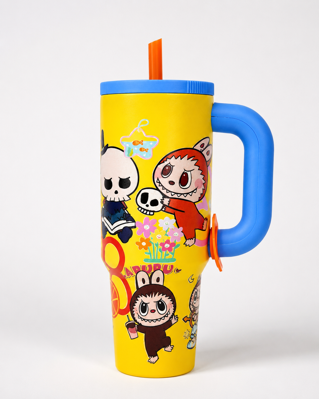 VASO TÉRMICO LABUBU CON ASA Y SORBETE – DISEÑOS COLORIDOS