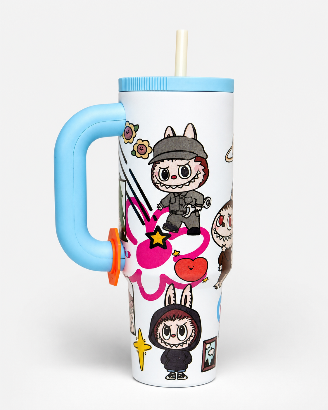 VASO TÉRMICO LABUBU CON ASA Y SORBETE – DISEÑOS COLORIDOS