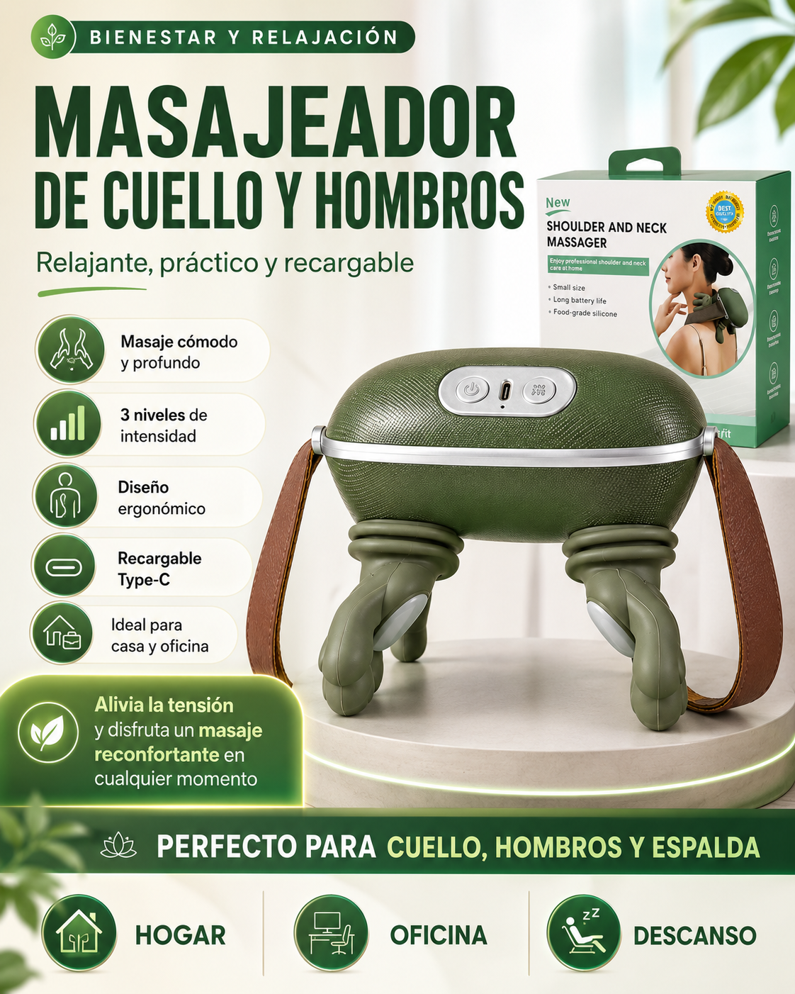 MASAJEADOR CORPORAL PORTATIL CON CALOR