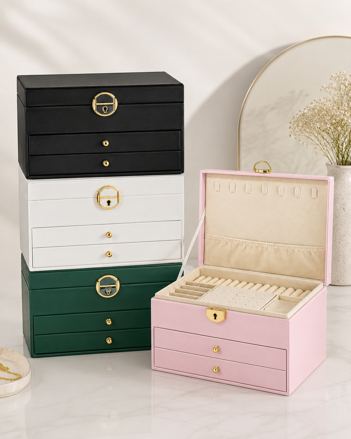 JOYERO ORGANIZADOR PREMIUM CON CAJONES DE MUJER