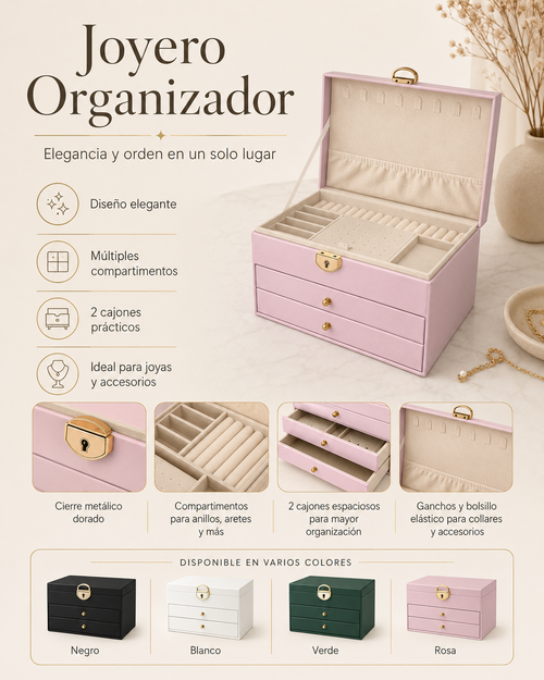 JOYERO ORGANIZADOR PREMIUM CON CAJONES DE MUJER