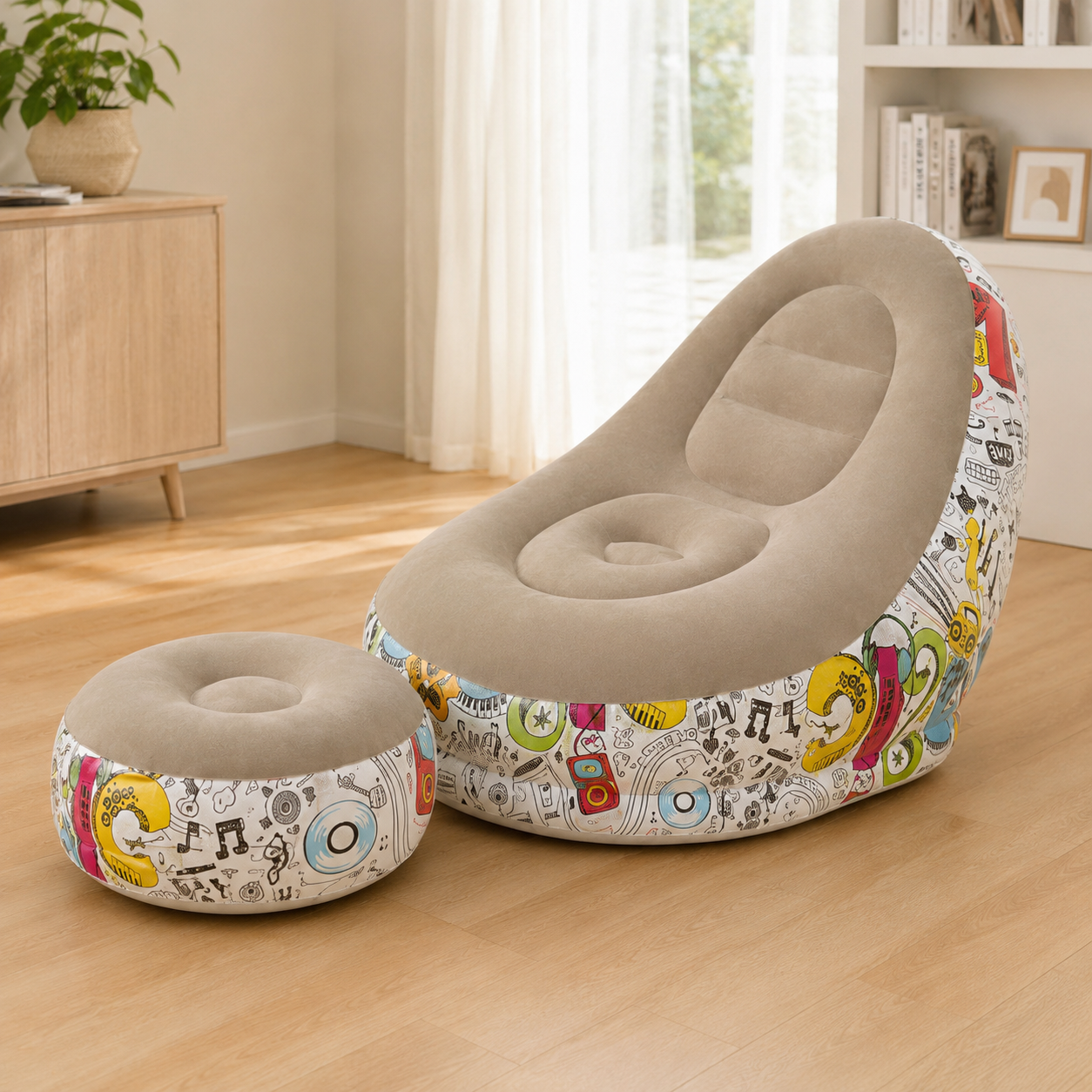 PUFF INFLABLE CON REPOSAPIÉS