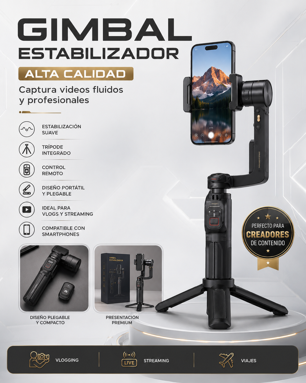 GIMBAL ESTABILIZADOR A10 PARA CELULAR