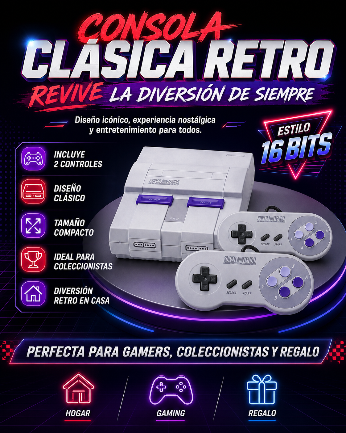 RETROPLAY CLASSIC – CONSOLA RETRO CON 2 CONTROLES