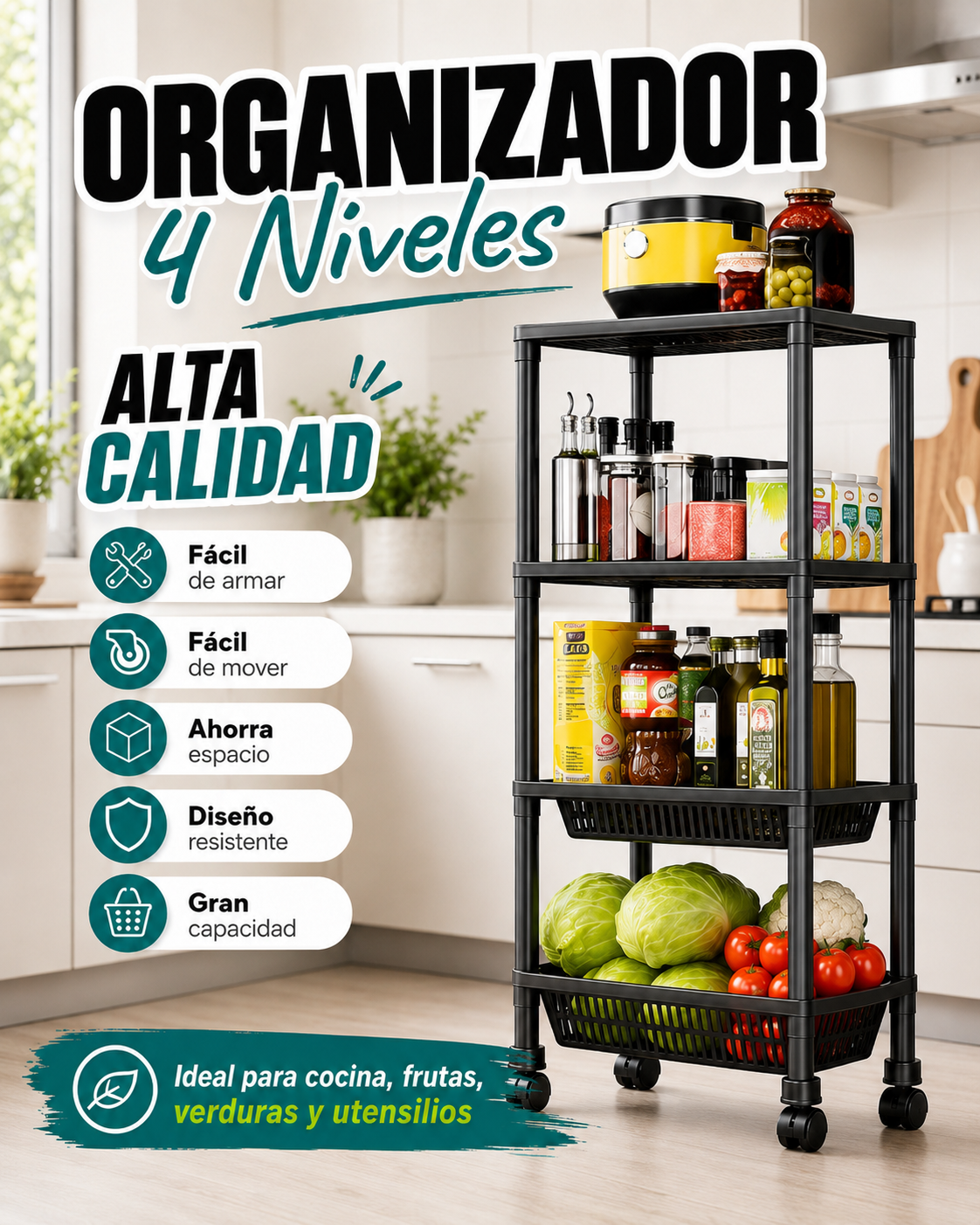 ORGANIZADOR DE COCINA DE 4 NIVELES