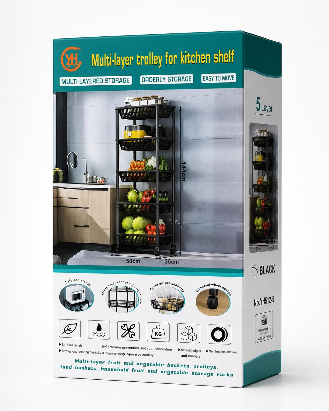ORGANIZADOR DE COCINA 5 NIVELES CON RUEDAS