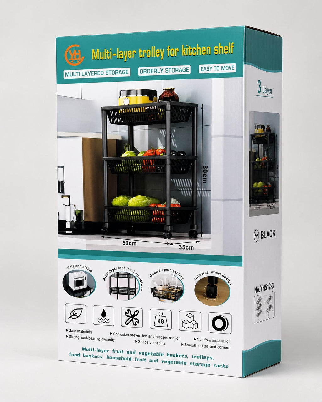 ORGANIZADOR DE COCINA 3 NIVELES CON RUEDAS
