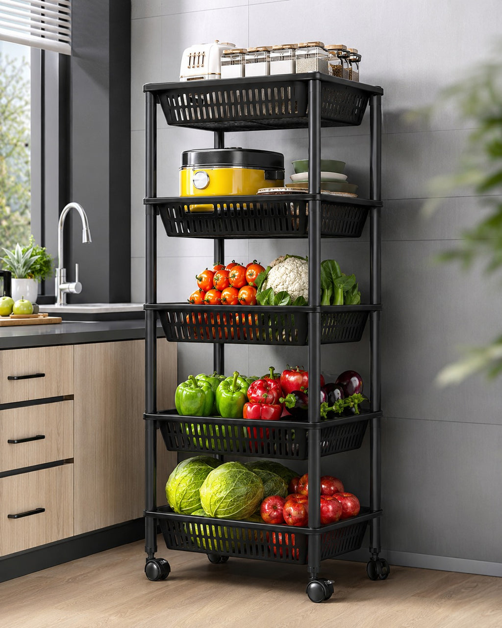 ORGANIZADOR DE COCINA 5 NIVELES CON RUEDAS