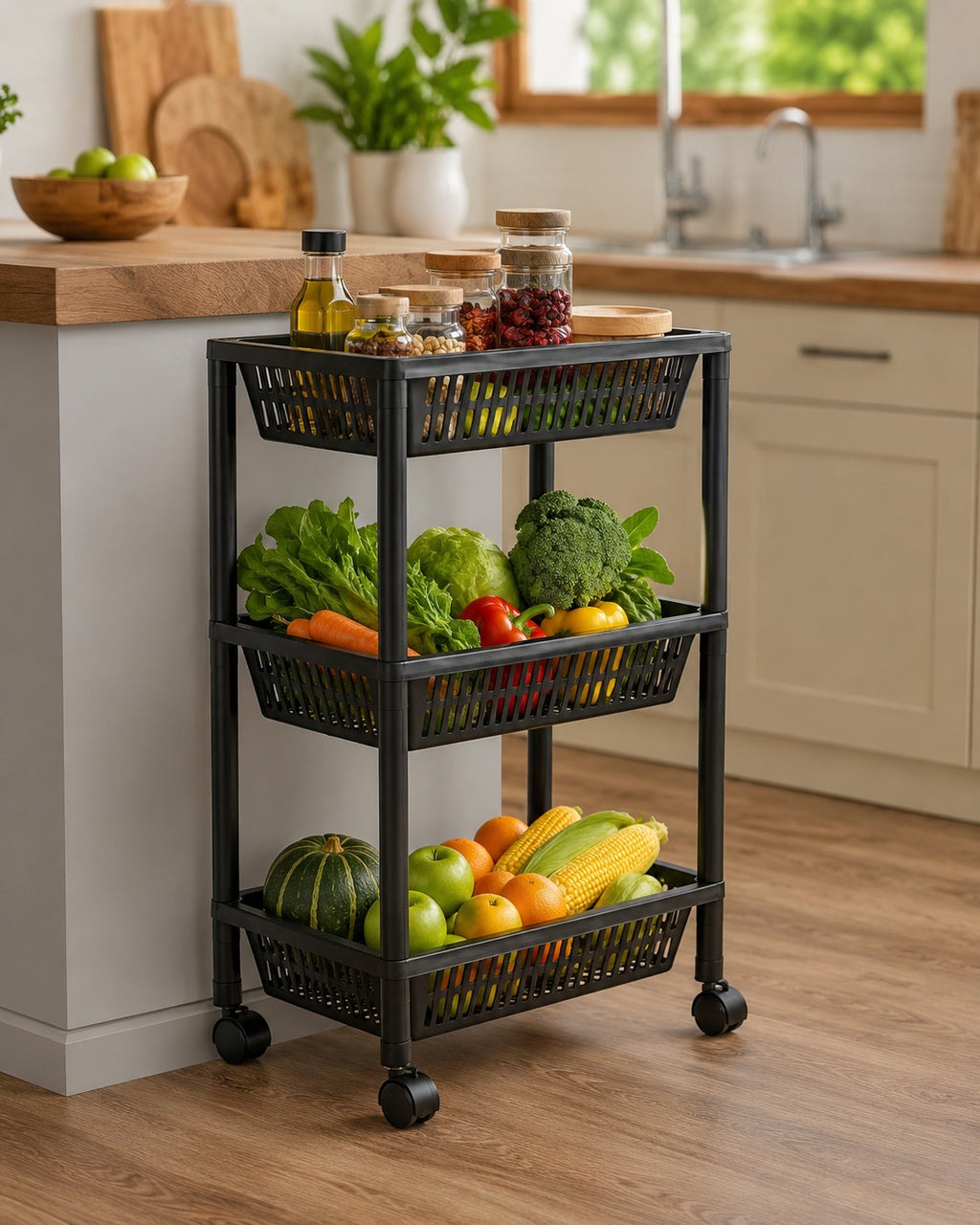 ORGANIZADOR DE COCINA 3 NIVELES CON RUEDAS
